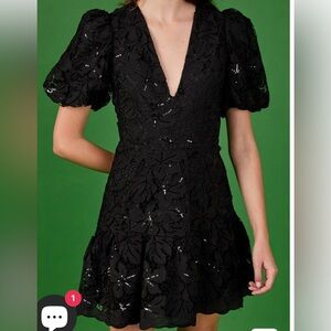 Endless Rose Black Floral Mini Dress W SEQUINS DETAIL. NWOT!